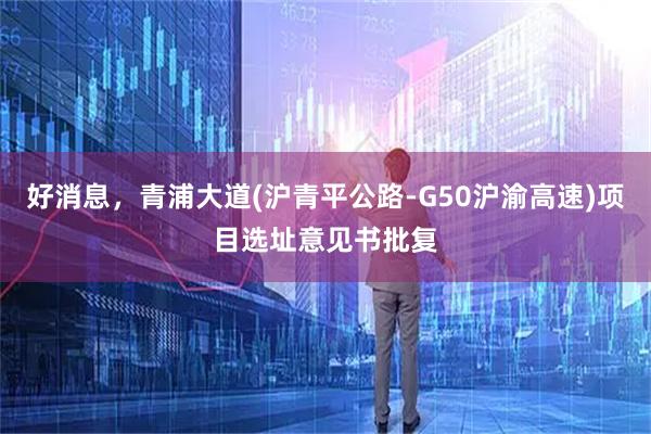 好消息，青浦大道(沪青平公路-G50沪渝高速)项目选址意见书批复